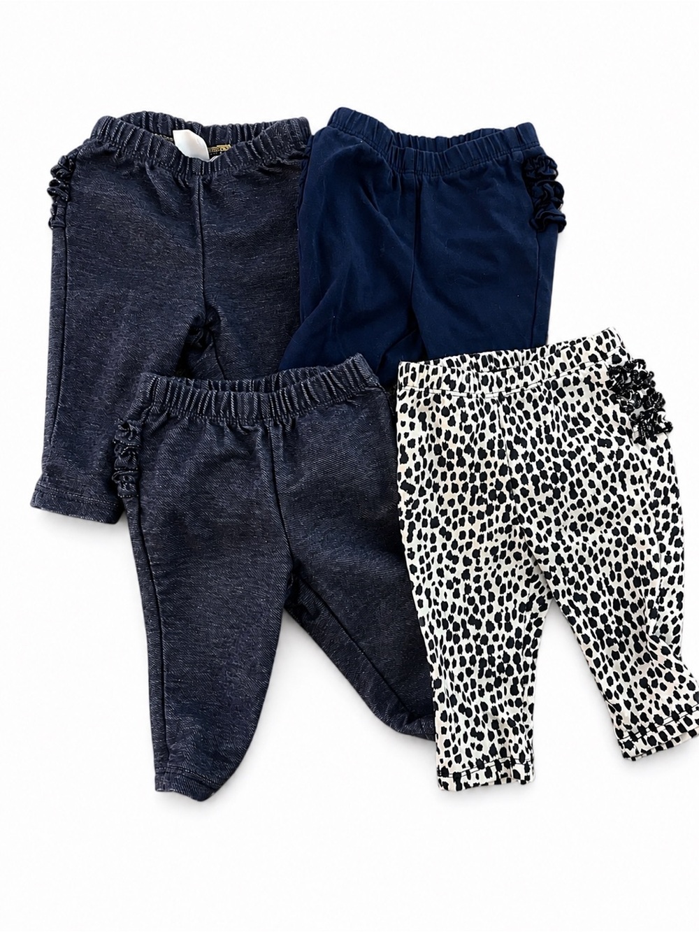 Old Navy Girls Navy, Dark Heather & Black-White Animal Print Leggings 4-Pack